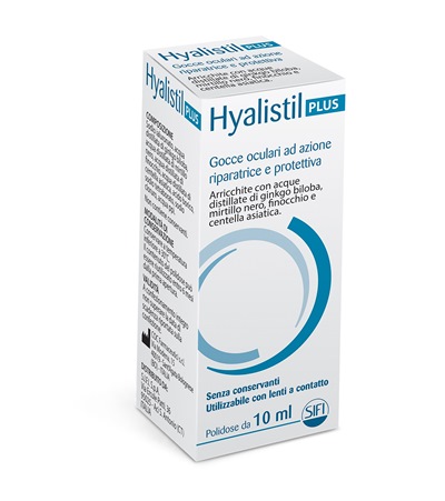 GOCCE OCULARI HYALISTIL PLUS ACIDO IALURONICO 0,4% ACQUA DISTILLATA DI GINKGO BILOBA + MIRTILLO NERO + FINOCCHIO + CENTELLA ASIATICA 10 ML - pharmaluna