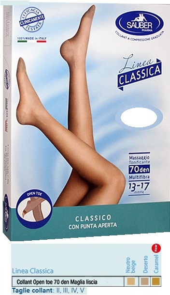 SAUBER COLLANT OPEN TOE MAGLIA LISCIA 70 DEN COLORE NEUTRO BEIGE TAGLIA 5 LINEA CLASSICA - pharmaluna