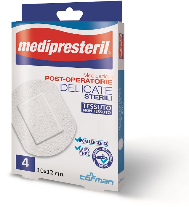 MEDIPRESTERIL MEDICAZIONI POST OPERATORIE DELICATE 10 X 12 4 PEZZI - pharmaluna