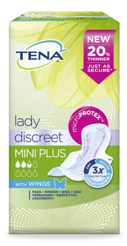 PANNOLONE SAGOMATO TENA DISCREET MINI PLUS WINGS 16 PEZZI - pharmaluna