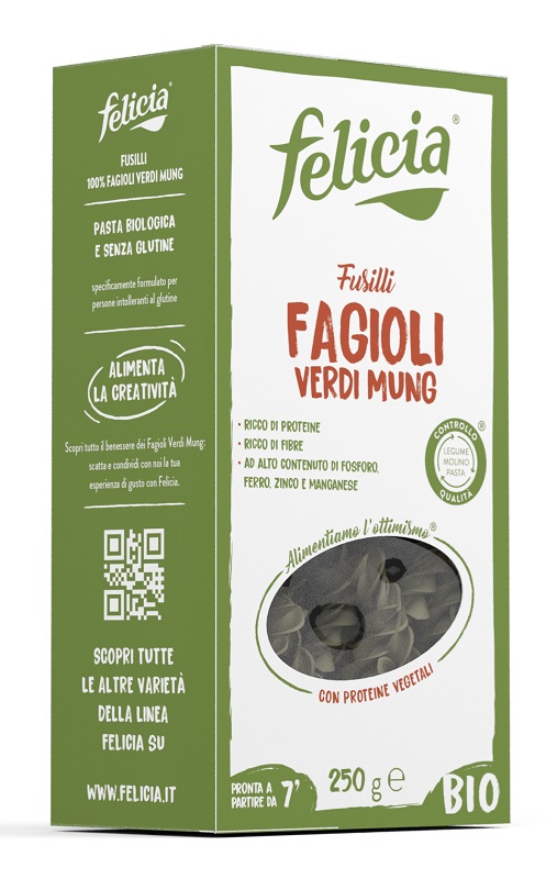 FELICIA BIO FUSILLI FAGIOLI VERDI MUNG 250 G - pharmaluna