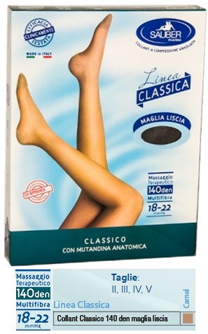 SAUBER CLASSICO COLLANT 140 DENARI MAGLIA LISCIA CAMEL 5 - pharmaluna