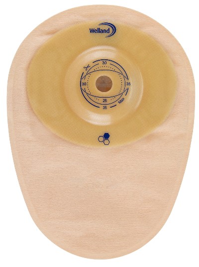 SACCA PER COLOSTOMIA WELLAND AURUM PROFILE COLO MIDI OPACA PRETAGLIATA DIAMETRO 35 MM INIZIO CONVESSITA' 35 MM 10 PEZZI - pharmaluna