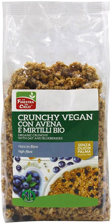 CRUNCHY CON AVENA E MIRTILLI VEGAN BIO 375 G - pharmaluna