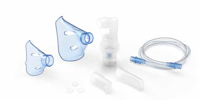 SOFFIO CUBE KIT ACCESSORI RICAMBIO CON AMPOLLA, BOCCAGLIO E FOCELLA NASALE, MASCHERA PEDIATRICA E ADULTI, TUBELLO E FILTRI DI RICAMBIO E BORSA PORTA ACCESSORI - pharmaluna