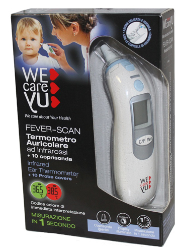 TERMOMETRO AURICOLARE WECAREYU FEVER-SCAN AD INFRAROSSI CON 10 COPRISONDA - pharmaluna