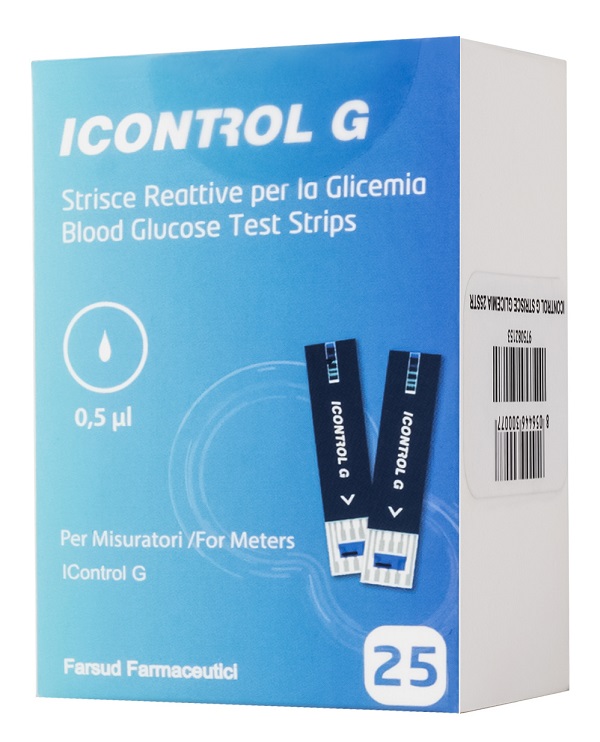 STRISCE MISURAZIONE GLICEMIA ICONTROL G 25 PEZZI - pharmaluna
