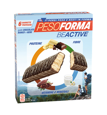 PESOFORMA BEACTIVE BARRETTA CIOCCOLATO BIANCO E NERO 6 PEZZI - pharmaluna