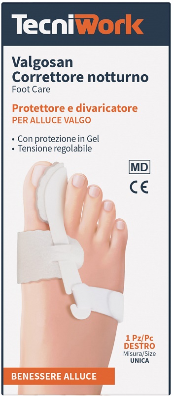 CORRETTORE NOTTURNO PER ALLUCE VALGO DESTRO MISURA UNICA VALGOSAN 1 PEZZO - pharmaluna