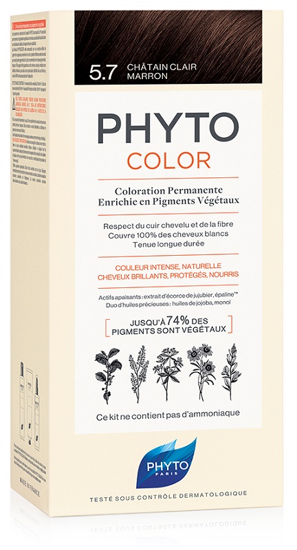 PHYTOCOLOR 5,7 CASTANO CHIARO TAB LATTE + CREMA + MASCHERA + 1 PAIO DI GUANTI - pharmaluna