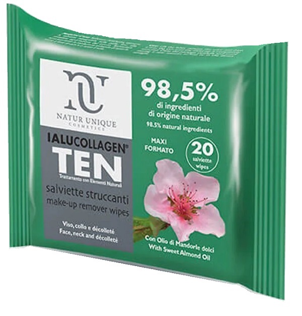 NATUR UNIQUE IALUCOLLAGEN TEN SALVIETTE STRUCCANTI VISO 20 SALVIETTE MAXI - pharmaluna