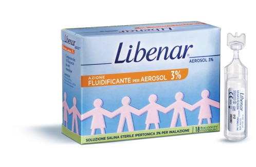 SOLUZIONE SALINA IPERTONICA 3% LIBENAR PER INALAZIONE CON AEROSOL 18 FLACONCINI MONOUSO X 4ML - pharmaluna
