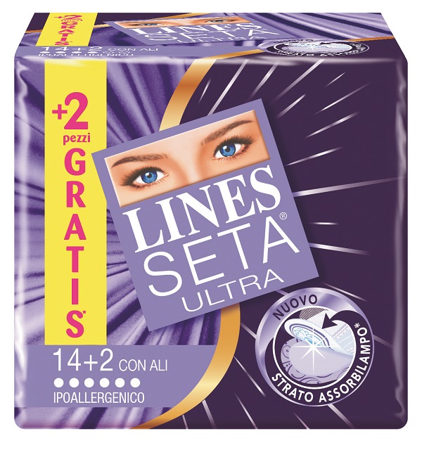 ASSORBENTE LINES SETA ULTRA CON ALI 16 PEZZI - pharmaluna
