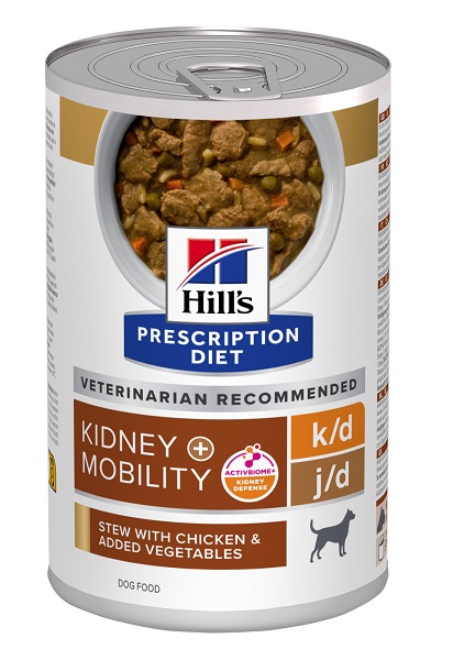 PRESCRIPTION DIET CANINE KIDNEY CARE K/D + MOBILITY J/D POLLO E STUFARO 354 G - pharmaluna