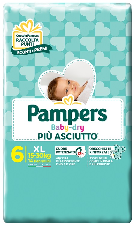 PAMPERS BABY DRY DWCT XL 14 PEZZI - pharmaluna