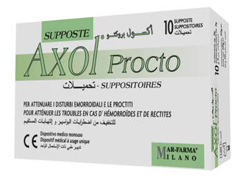 AXOL PROCTO 10 SUPPOSTE X 2 G - pharmaluna