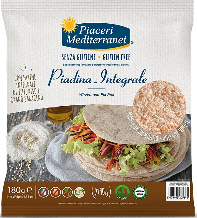 PIACERI MEDIT PIADINA INTEGRALE 180 G - pharmaluna