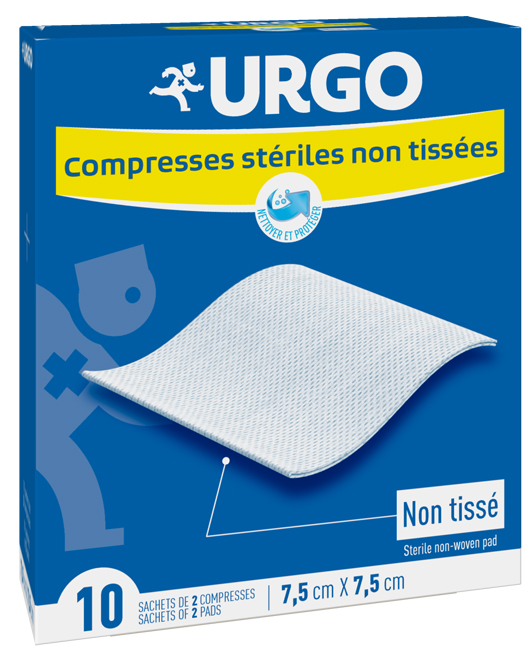 COMPRESSA DI GARZA IN COTONE STERILE URGO 7,5 X 7,5 CM 10 PEZZI - pharmaluna