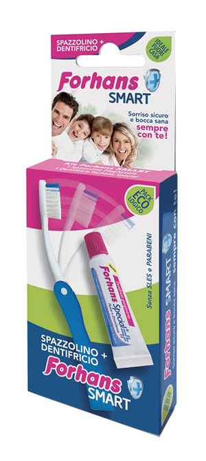 FORHANS SMART KIT IGIENE ORALE SPAZZOLINO PIEGHEVOLE + DENTIFRICIO 12 ML - pharmaluna