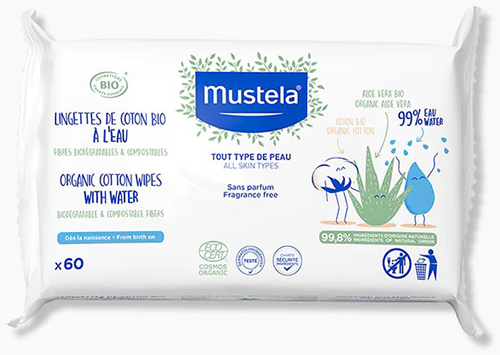 MUSTELA SALVIETTE ACQUA COT BIO 60 PEZZI - pharmaluna