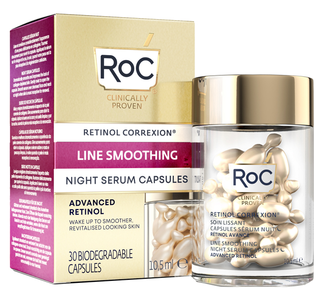 ROC RETINOL CORREXION LINE SMOOTHING SIERO VISO NOTTE 30 CAPSULE - pharmaluna