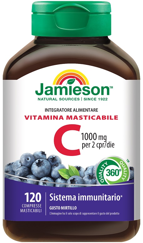 JAMIESON VITAMINA C 1000 MIRTILLO 120 COMPRESSE MASTICABILI - pharmaluna
