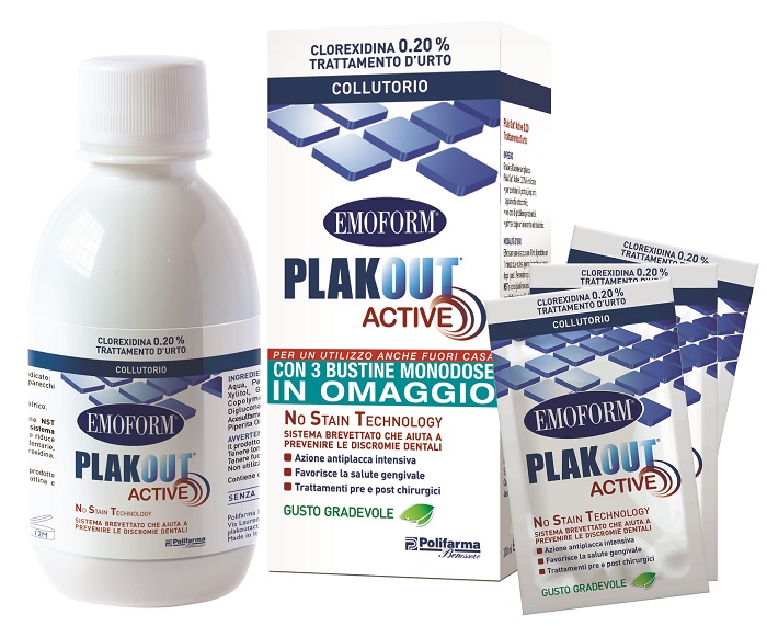 EMOFORM PLAK OUT ACTIVE 0,20% 200 ML + 3 BUSTE - pharmaluna