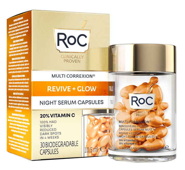 ROC MULTI CORREXION REVIVE + GLOW SIERO VISO NOTTE CAPSULE - pharmaluna