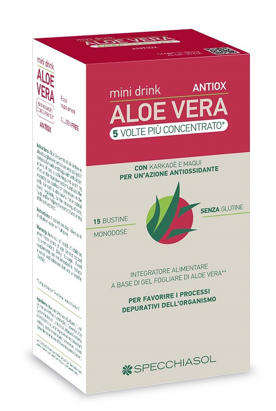 ALOE VERA ANTIOX MINI DRINK 5 VOLTE PIU' CONCENTRATO 15 BUSTINE DA 10 ML - pharmaluna