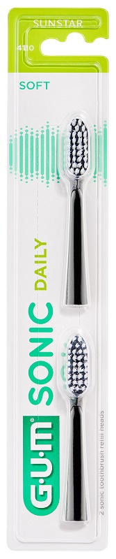 GUM SONIC DAILY SPAZZOLINO BATTERIA REFILL BLACK 2 PEZZI - pharmaluna