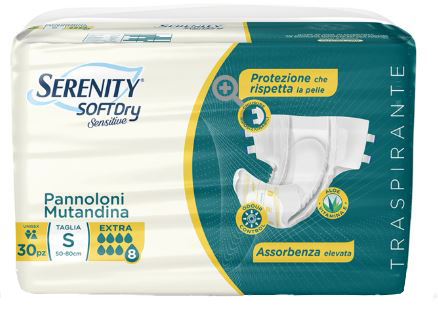 SERENITY PANNOLONE MUTANDINA SD SENSITIVE EXTRA TAGLIA S 30 PEZZI - pharmaluna