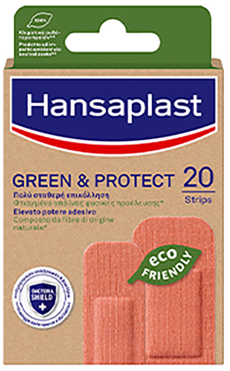 CEROTTO HANSAPLAST IN STRISCIA GREEN&PROTECT M 1X6 CM 10 PEZZI - pharmaluna