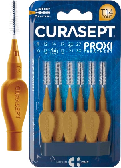 CURASEPT PROXI T14 OCRA/DARK GOLD 6 PEZZI - pharmaluna