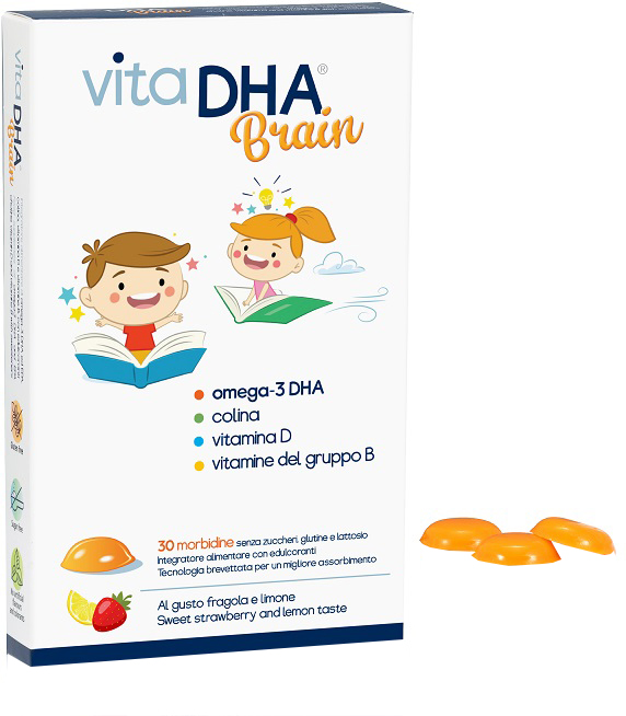 VITADHA BRAIN 30 MORBIDINE AL GUSTO FRAGOLA E LIMONE - pharmaluna