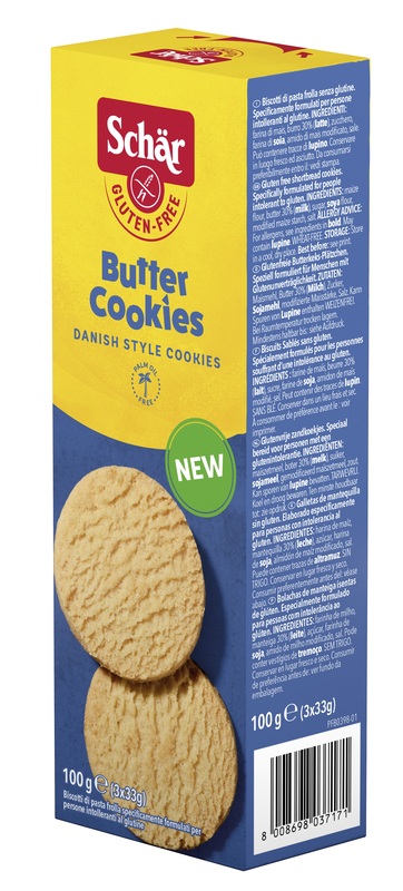 SCHAR BUTTER COOKIES BISCOTTI DI PASTAFROLLA 3 PORZIONI DA 33 G - pharmaluna