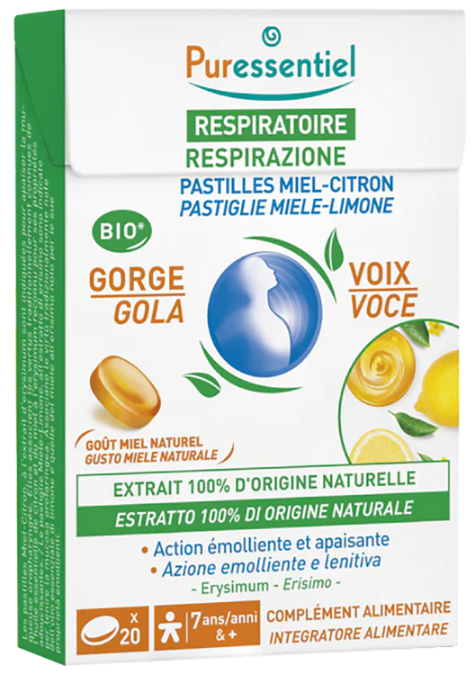PURESSENTIEL PASTIGLIE GOLA VOCE MIELE LIMONE 44 G - pharmaluna