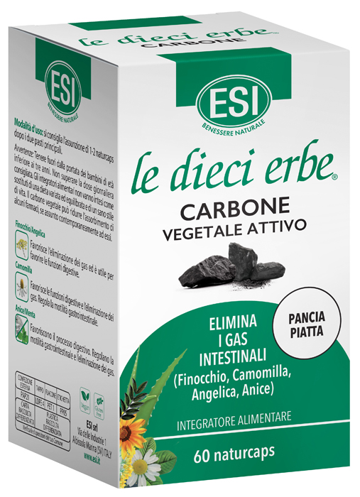 ESI LE DIECI ERBE CARBONE VEGETALE ATTIVO 60 NATURCAPS - pharmaluna