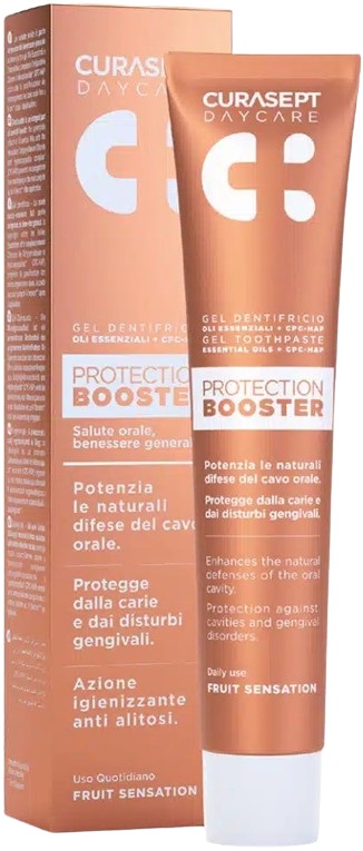 CURASEPT DAYCARE DENTIFRICIO PROTECTION BOOSTER FRUIT SENSATION 75 ML - pharmaluna