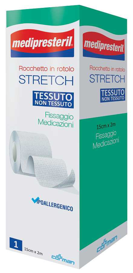 MEDIPRESTERIL ROCCHETTO ROTOLO STRETCH TESSUTO NON TESSUTO 15 CM X 200 CM - pharmaluna