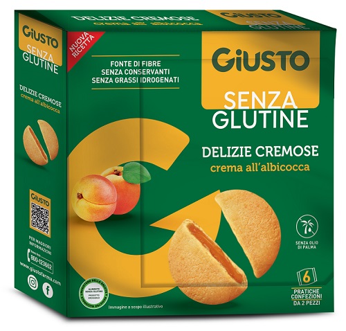 GIUSTO SENZA GLUTINE DELIZIE CREMOSE ALBICOCCA 6 CONFEZIONI DA 30 G - pharmaluna