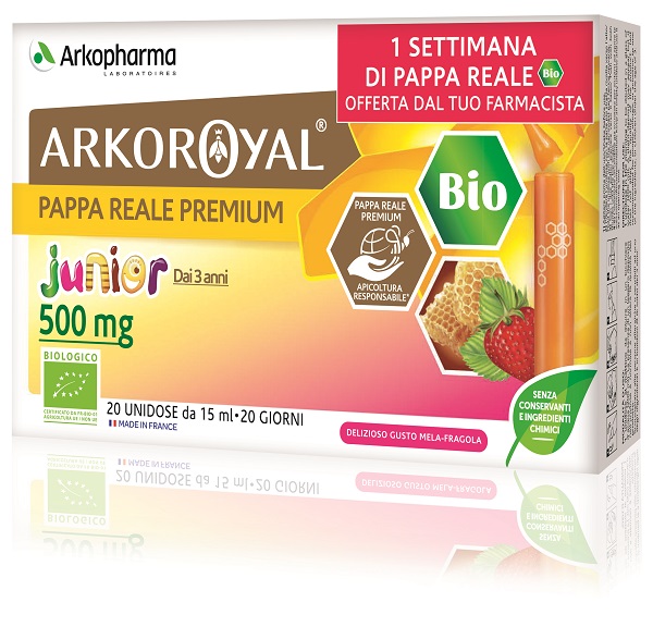 ARKOROYAL JUNIOR PAPPA REALE 500MG BIO 20 FIALOIDI PROMO - pharmaluna