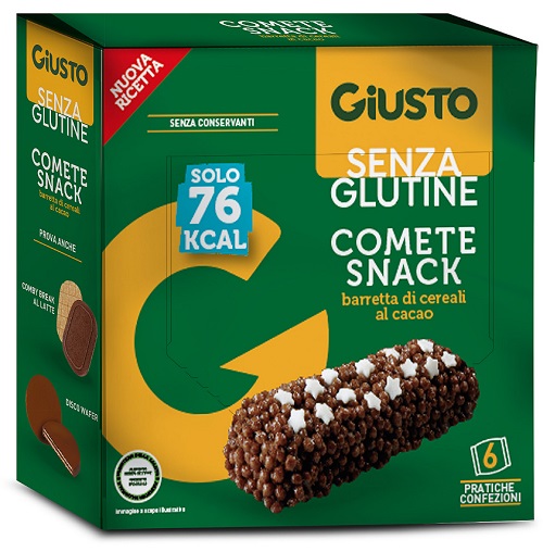 GIUSTO SENZA GLUTINE COMETE SNACK 6 CONFEZIONI DA 20 G - pharmaluna