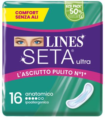 LINES SETA ULTRA ASSORBENTI ANATOMICO CP 16 PEZZI - pharmaluna