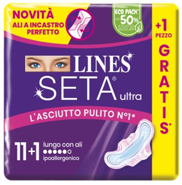 LINES SETA ULTRA ASSORBENTI LUNGO ALI CP 11+1 PEZZI - pharmaluna