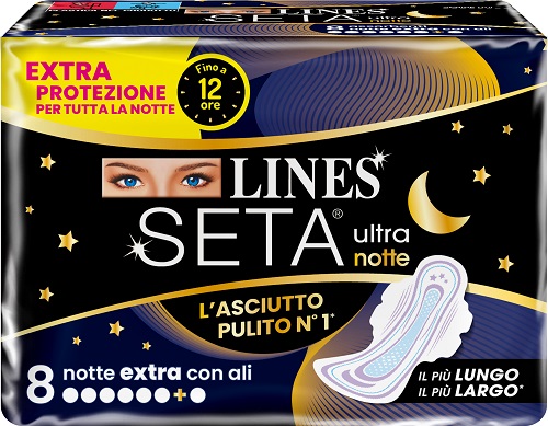 LINES SETA ULTRA ASSORBENTI NOTTE 8 PEZZI - pharmaluna