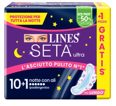 LINES SETA ULTRA ASSORBENTI NOTTE CP 10+1 PEZZI - pharmaluna