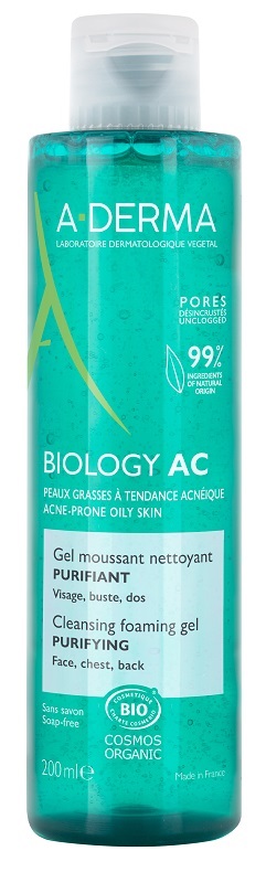 ADERMA BIOLOGY AC GEL DETERGENTE SCHIUMOGENO PURIFICANTE 200 ML - pharmaluna