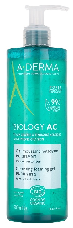 ADERMA BIOLOGY AC GEL DETERGENTE SCHIUMOGENO PURIFICANTE 400 ML - pharmaluna