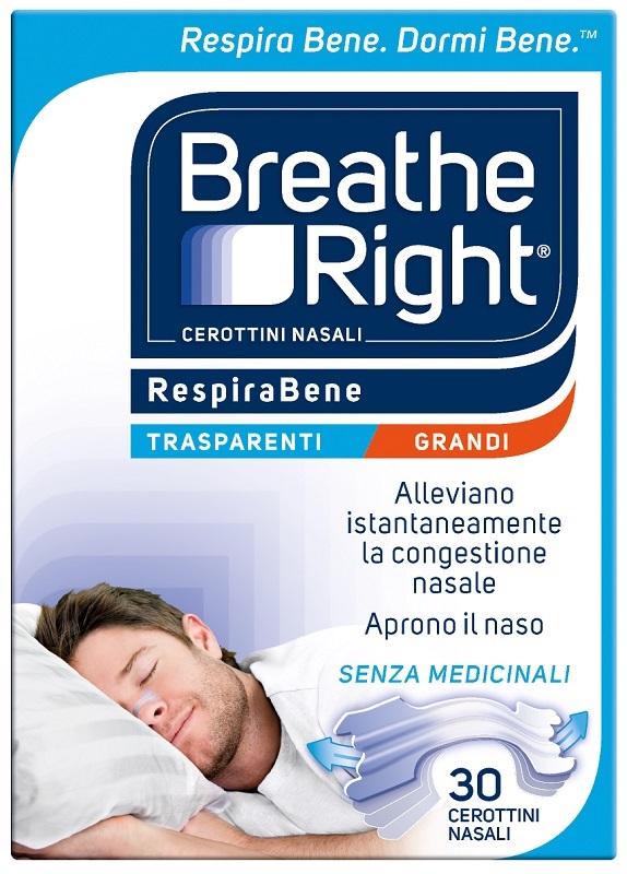 CEROTTI NASALI BREATHE RIGHT TRASPARENTI GRANDI 30 PEZZI - pharmaluna