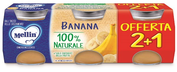 MELLIN OMOGENEIZZATO BANANA 3 PEZZI DA 100 G - pharmaluna